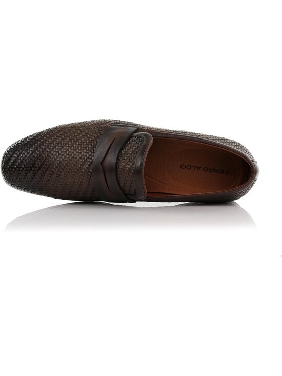 Men\'s Brown Woven Synthetic Classic Penny Loafers & Slip-On Dress Shoes main image 4